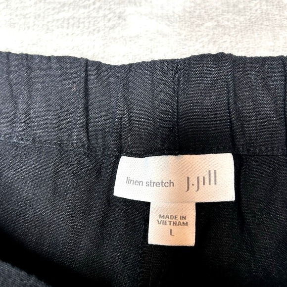J Jill Linen Stretch Womens Large Black‎ Linen Blend Stretch Crop Leg Pants Boho - Picture 3 of 9